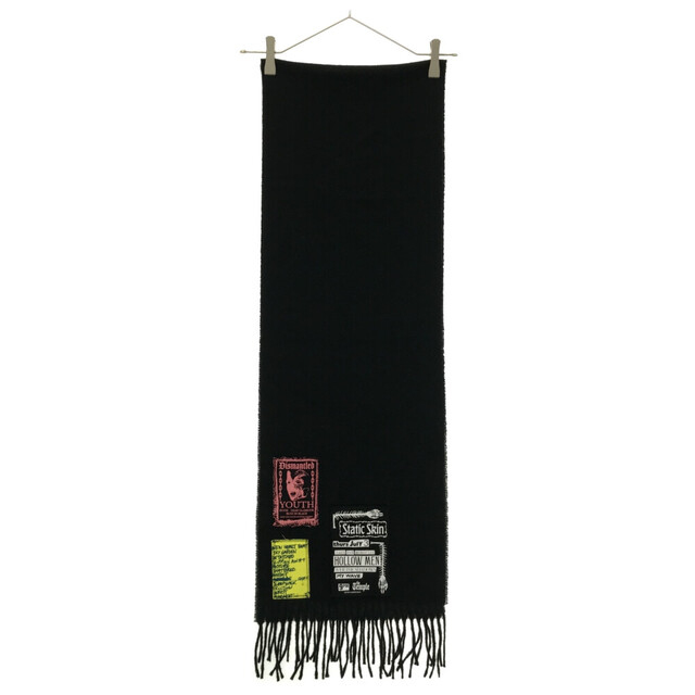 RAF SIMONS ラフシモンズ Flannel Scarf フランネルスカーフ マフラー ブラック SM2048