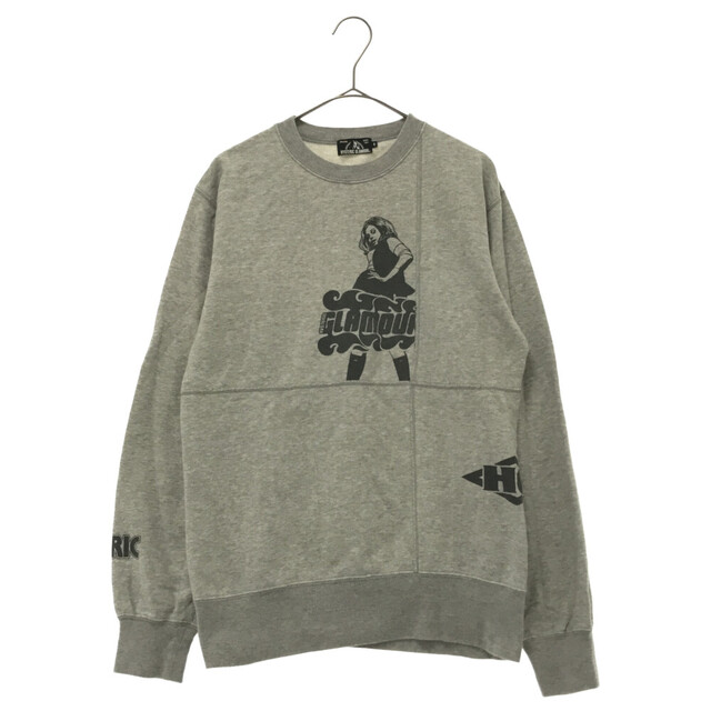 HYSTERIC GLAMOUR(ヒステリックグラマー)のHYSTERIC GLAMOUR ヒステリックグラマー 02193CS01 VIXEN SCRATCH プリント クルーネックスウェットトレーナー グレー メンズのトップス(スウェット)の商品写真