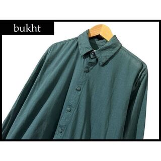 ブフト(BUKHT)のbukht ブフト ワンカラー ソフト コットン 丸ボタン 長袖 シャツ 緑 S(シャツ)