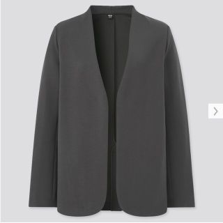 ユニクロ(UNIQLO)のユニクロ　ストレッチダブルフェイスジャケット(長袖)　ダークグレイ(ノーカラージャケット)