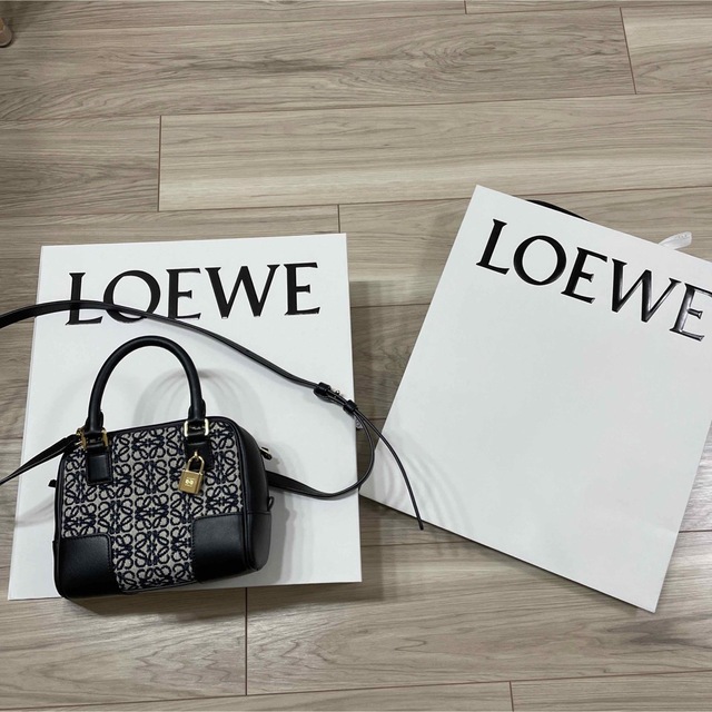 LOEWE ロエベ ハンドバッグ ダブルジップ アナグラム ネイビー