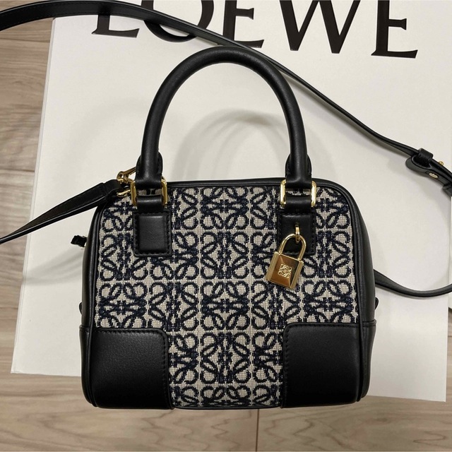 LOEWE ロエベ ハンドバッグ ダブルジップ アナグラム ネイビー