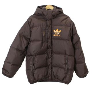 ADIDAS　アディダス　ダウンジャケット　トレフォイルロゴ　AZF001　Lサイズ　ブラウン　オレンジ　アウター　ブルゾン　メンズ【中古】松前R56号店(その他)