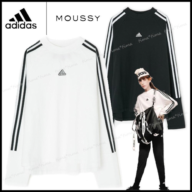 moussy(マウジー)の【adidas×moussy】大人気コラボ☆ 長袖ロンT かんだまちゃんも着用！ レディースのトップス(Tシャツ(長袖/七分))の商品写真