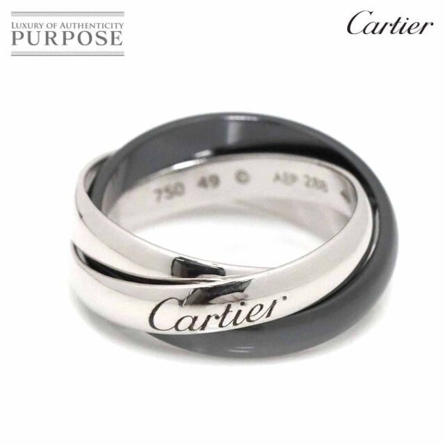 Cartier - カルティエ Cartier トリニティ MM #49 リング セラミック K18 WG 3連 750 ホワイトゴールド 指輪 VLP 90179229