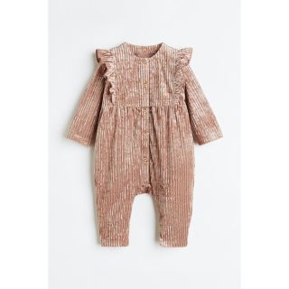 エイチアンドエム(H&M)の一回着用　H&M baby フリルロンパース　75(ロンパース)