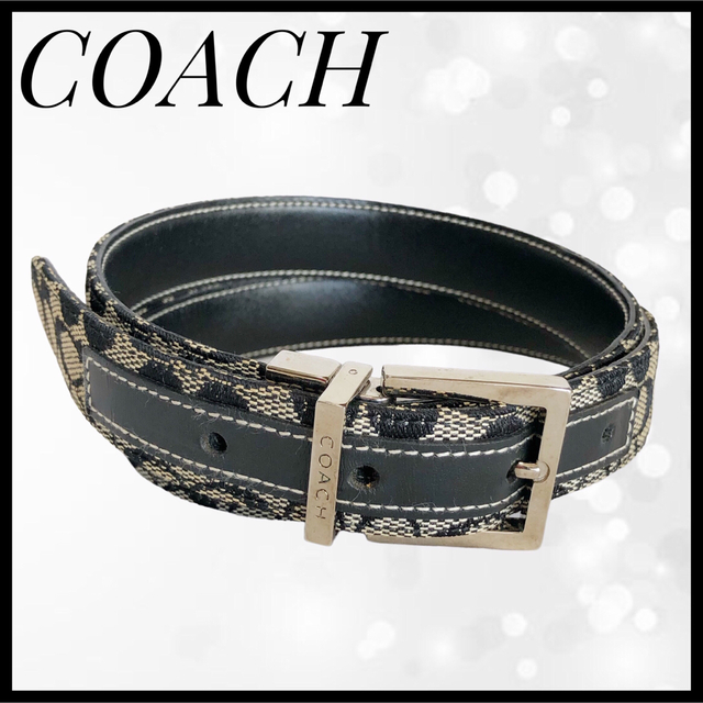 COACH - □COACH コーチ□黒シグネチャーベルト キャンバスレザー 男女