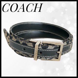 コーチ(COACH)の■COACH コーチ■黒シグネチャーベルト　キャンバスレザー　男女兼用(ベルト)