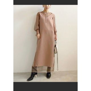 アメリヴィンテージ(Ameri VINTAGE)のTULLE DOCKING DRES(ロングドレス)