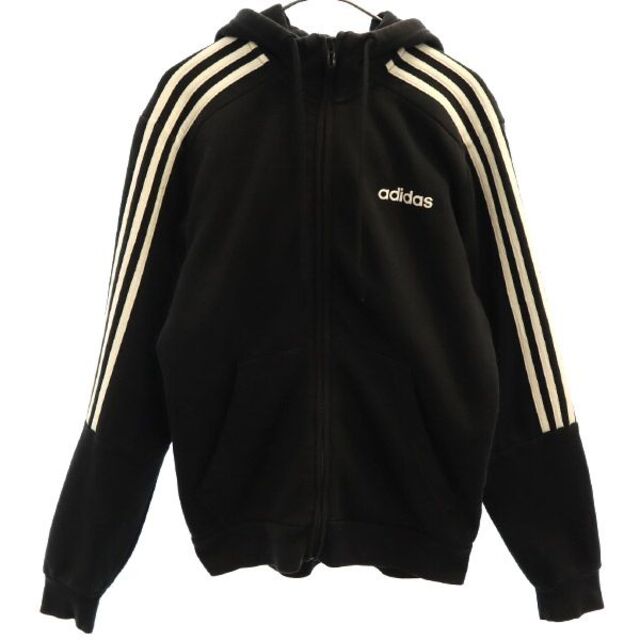 adidas - アディダス 袖ライン スウェット ジップパーカー S ブラック