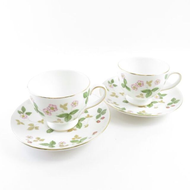 美品 WEDGWOOD ウェッジウッド ワイルドストロベリー ティーカップ＆ソーサー 2客 ペア リー 壺ロゴ SC6114K | フリマアプリ ラクマ