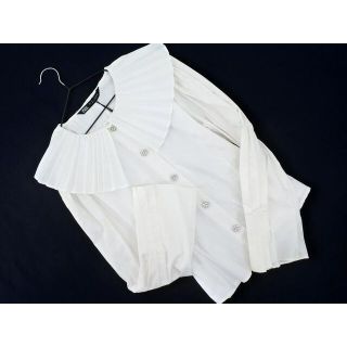 ザラ(ZARA)の新品 ZARA ザラ プリーツカラー ブラウス シャツ sizeL/白 ■◇ レディース(シャツ/ブラウス(長袖/七分))