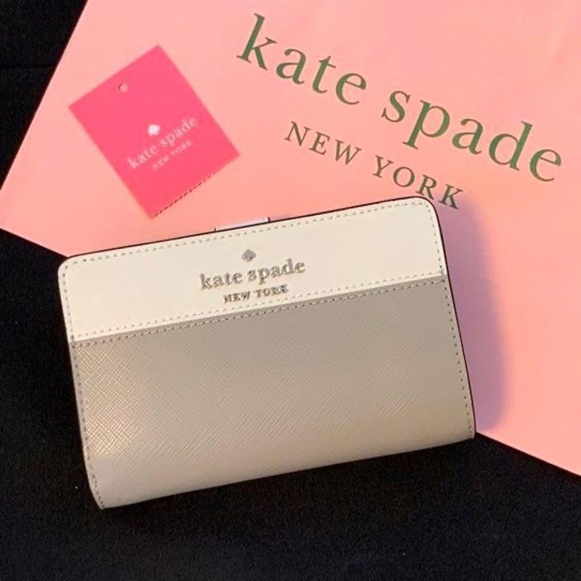 品番WLR00124-020ケイトスペード 財布 二つ折り グレー バイカラー kate spade