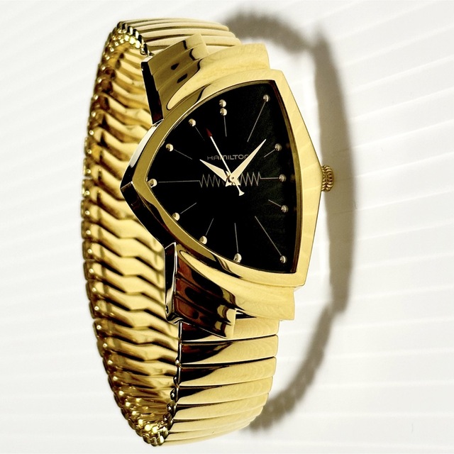 高級品! HAMILTON ベンチュラ H243010 ゴールド ブラック 蛇腹