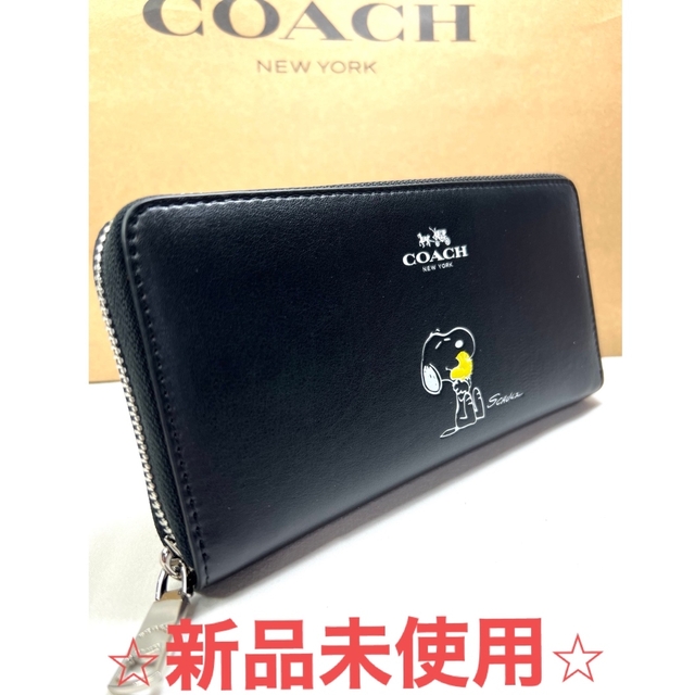 オイルペイント 新品 COACH コーチ スヌーピー SNOOPY コラボ 財布