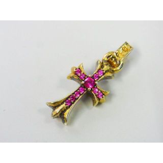 クロムハーツ(Chrome Hearts)のクロムハーツ★Small CH Cross Charm ペンダントトップ金桃(ネックレス)