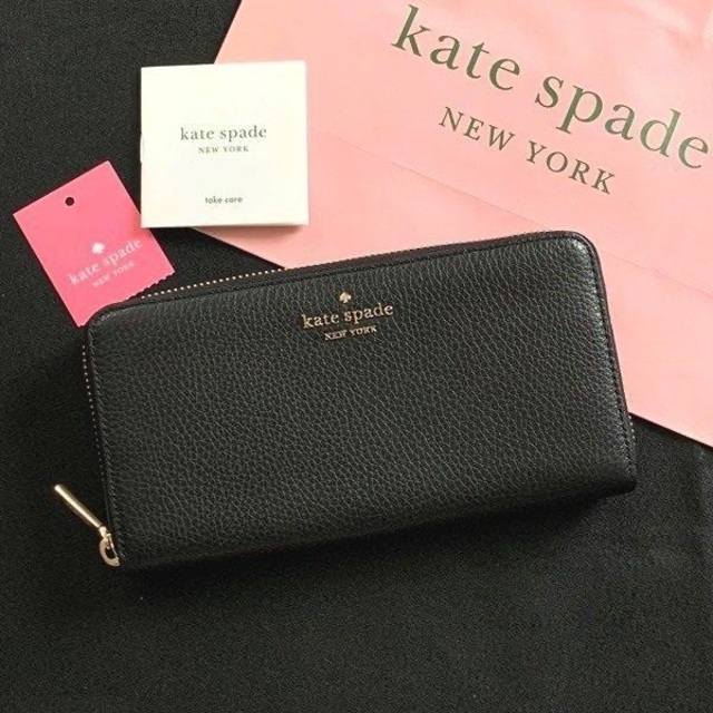 新品 kate spade ケイトスペード 長財布 シンプル レザー ブラック - 財布