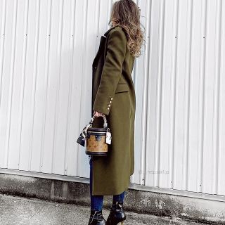 ザラ(ZARA)のZARA カーキロングコート　ZARAセットアップ(ロングコート)