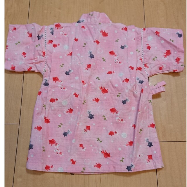 キッズ 甚平 90cm ピンク キッズ/ベビー/マタニティのキッズ服女の子用(90cm~)(甚平/浴衣)の商品写真