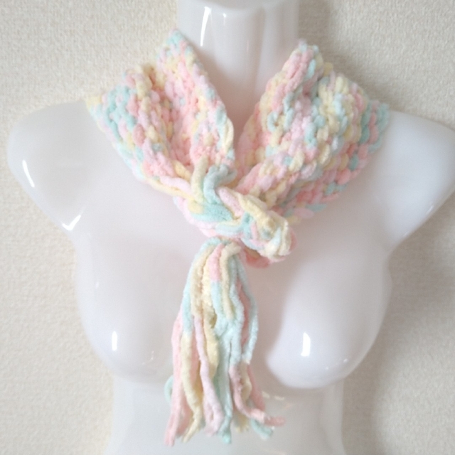 普Handmade Muffler Rosy MIX Design ハンドメイドのファッション小物(マフラー/ストール)の商品写真