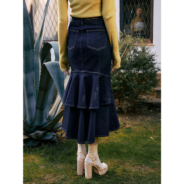eimy istoire(エイミーイストワール)のエイミーイストワール　デニムフリルマーメイドスカート レディースのスカート(ロングスカート)の商品写真