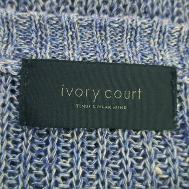 ivory court(アイボリーコート)のアイボリーコート ニット セーター ラウンドネック 長袖 透かし編 麻 青 レディースのトップス(ニット/セーター)の商品写真