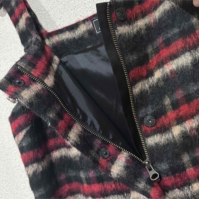 GRACE CONTINENTALモヘヤチェック&ビジューボタンマキシワンピース