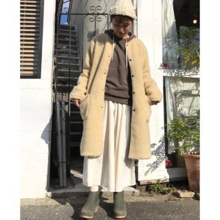 アーメン(ARMEN)のお値下げ！アーメン　armen ノーカラー　ボアコート(ロングコート)