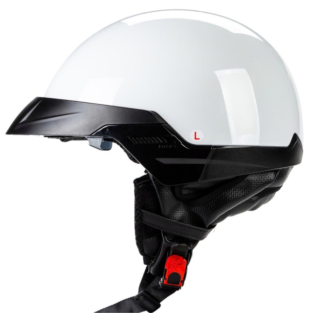 自動車/バイク半キャップハーフヘルメットレトロ レンズ内蔵　ホワイトバイクヘルメットDOT認定
