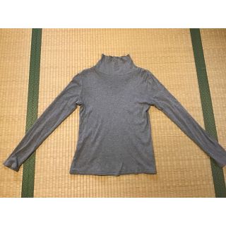 レディース タートルネック長袖tシャツ 綿 100％杢グレー(S)(Tシャツ(半袖/袖なし))