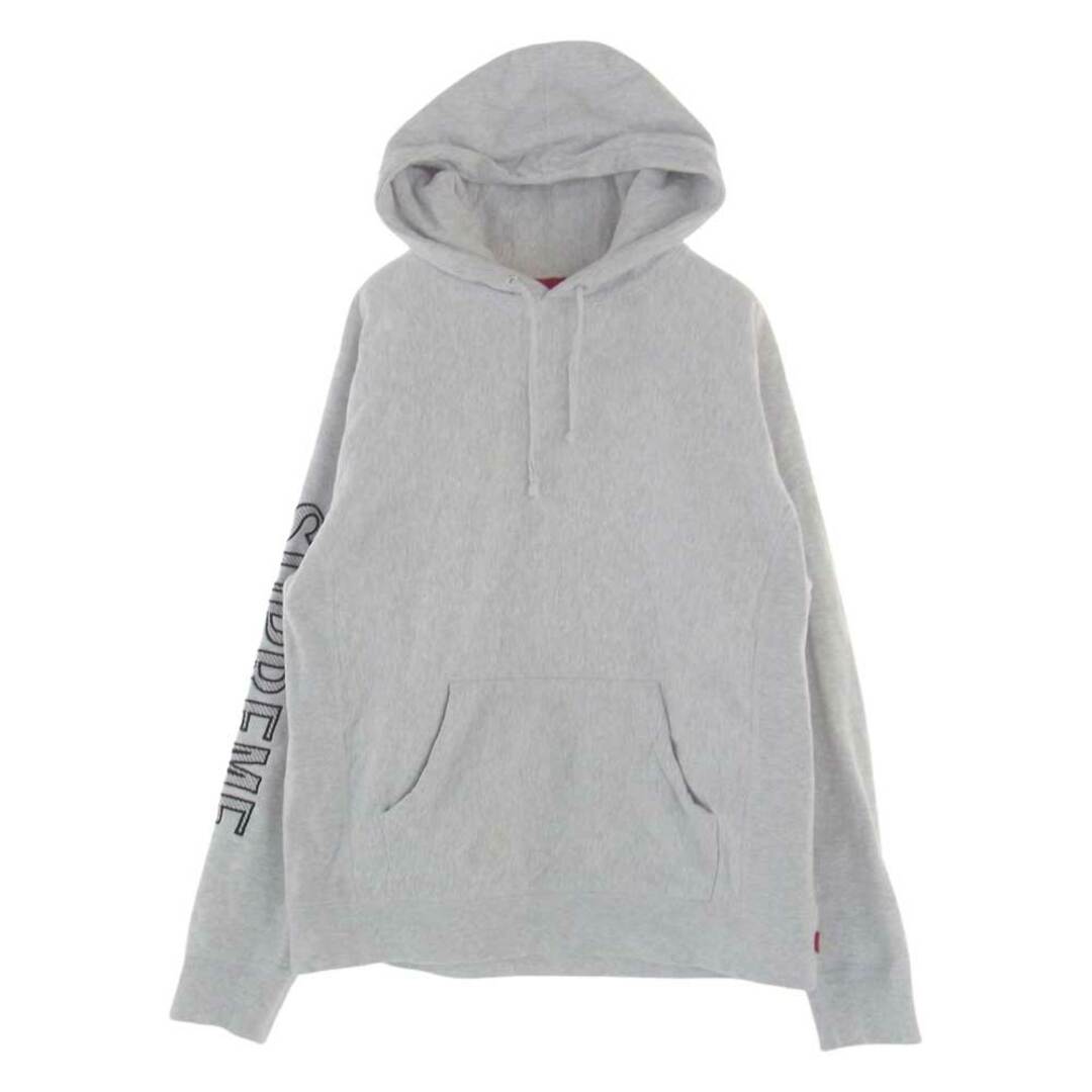 Supreme シュプリーム パーカー 18ss  Sleeve Embroidery Hooded Sweatshirt 袖ロゴ スウェット パーカー グレー系 M