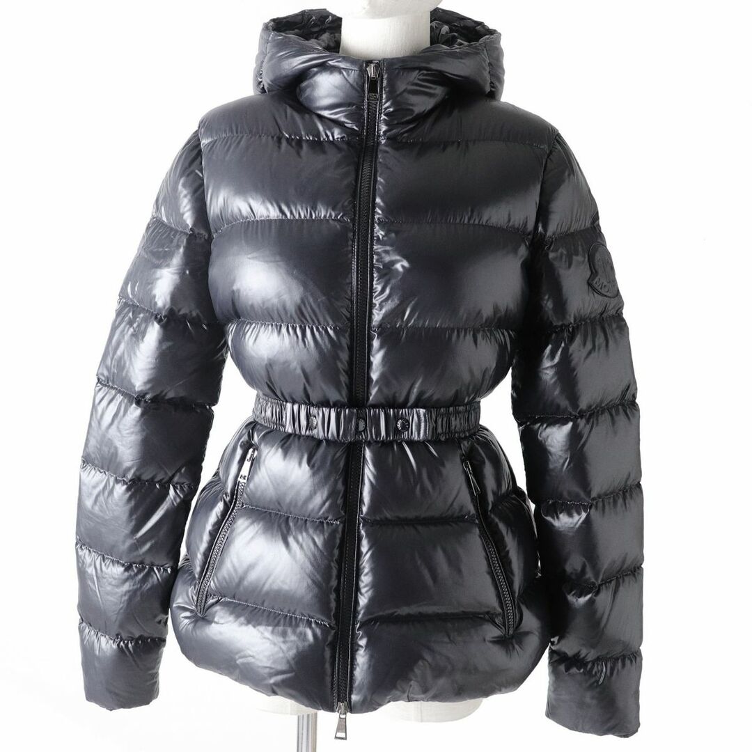 美品◇国内正規品 MONCLER モンクレール 19-20AW RHIN ライン ベルト・フード付 ZIP UP ダウンジャケット ブラック 黒 レディース 1 冬物◎