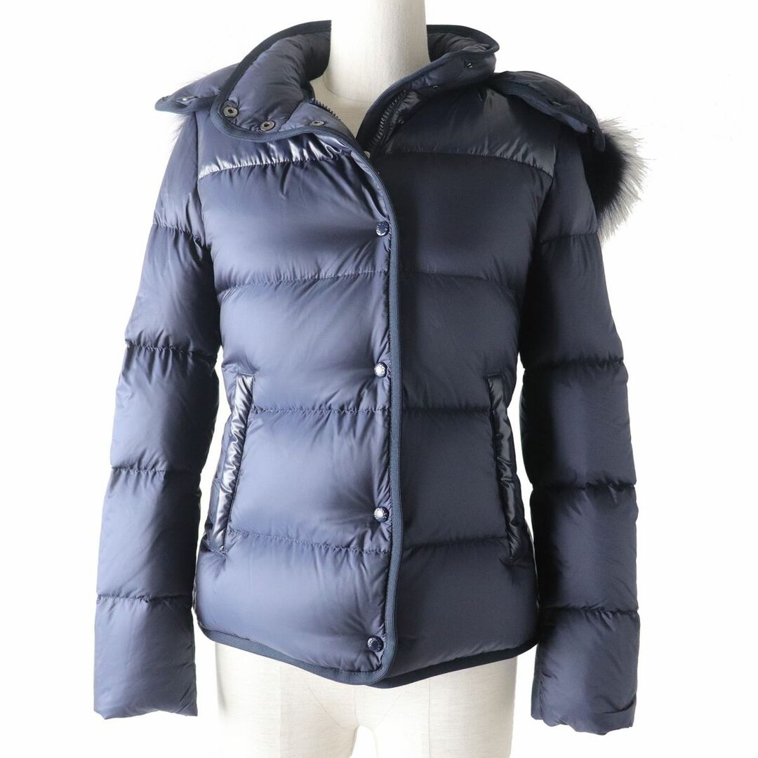 超歓迎 ARMANDINE 美品◇モンクレール MONCLER アルマンディン 大人女性可◎ 12snni152cm ネイビー ダウンジャケット  UP ZIP フォックス・フード付 キッズ ダウンジャケット