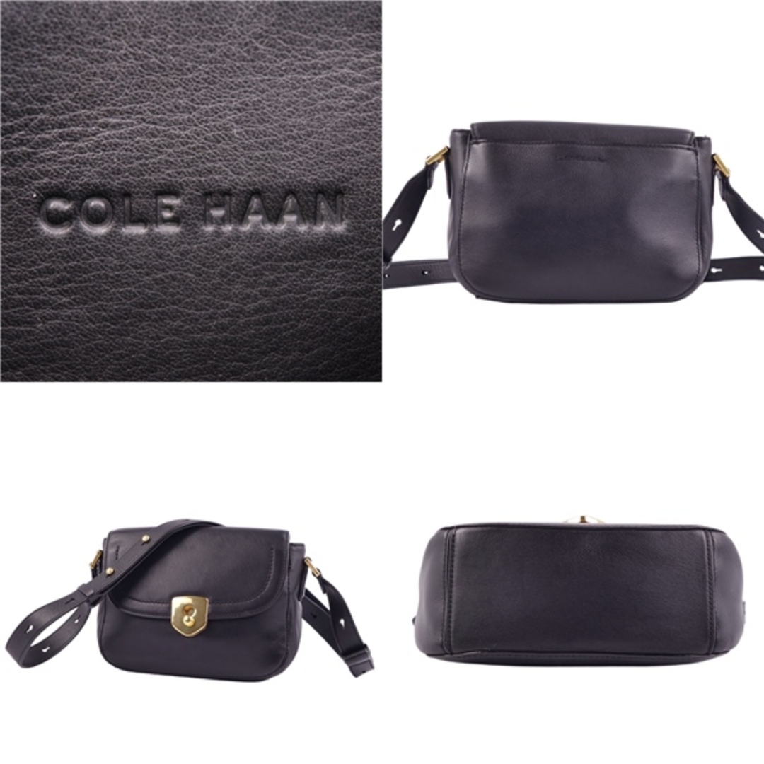 Cole Haan(コールハーン)の美品 コールハーン COLE HAAN バッグ ショルダーバッグ ゴールド金具 カーフレザー 本革 カバン レディース ブラック レディースのバッグ(ショルダーバッグ)の商品写真