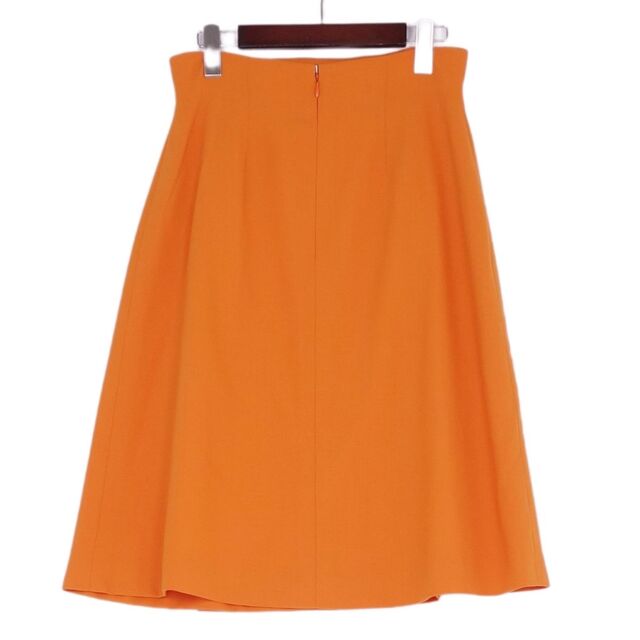 Vintage セリーヌ CELINE スカート スリットスカート ジップアップ ゴールドロゴ金具 ひざ丈 ウール ボトムス レディース 38(M相当) オレンジ