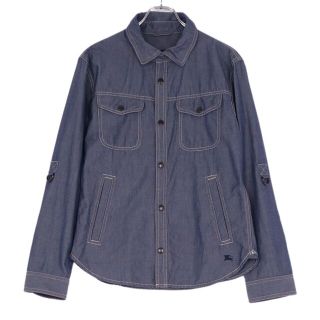 バーバリーブラックレーベル(BURBERRY BLACK LABEL)の美品 バーバリー ブラックレーベル BURBERRY BLACK LABEL ジャケット シャツジャケット ボタンフライ コットン アウター メンズ M インディゴブルー(その他)