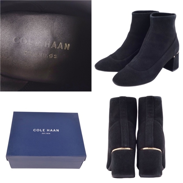 Cole Haan(コールハーン)のコールハーン COLE HAAN ブーツ ショートブーツ ヒール スウェードレザー ゴールド金具 シューズ レディース 6B(23cm相当) ブラック レディースの靴/シューズ(ブーツ)の商品写真