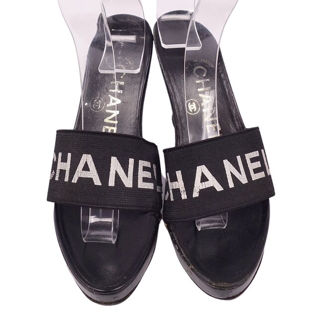 シャネル CHANEL サンダル ココマーク ロゴ ヒール レディース シューズ 靴 35 ブラック