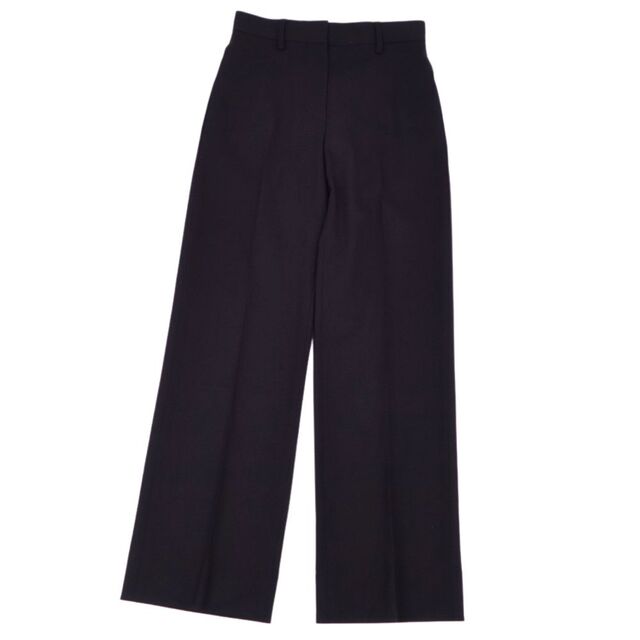 美品 ロエベ LOEWE パンツ ロングパンツ ワイドパンツ ウール 無地 ボトムス レディース 32(XXS相当) ブラック