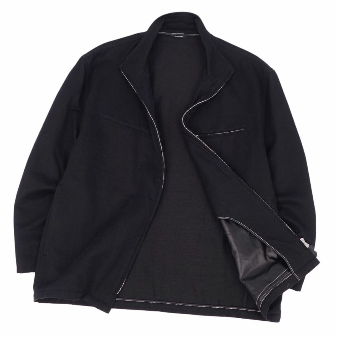 美品 エルメス HERMES ジャケット スタンドカラー ジップアップ コットン カシミヤ アウター メンズ フランス製 54(L相当) ブラック