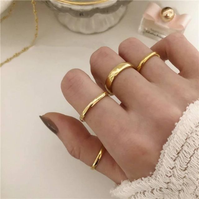 【4mm】simple stainless gold ring RR049 レディースのアクセサリー(リング(指輪))の商品写真