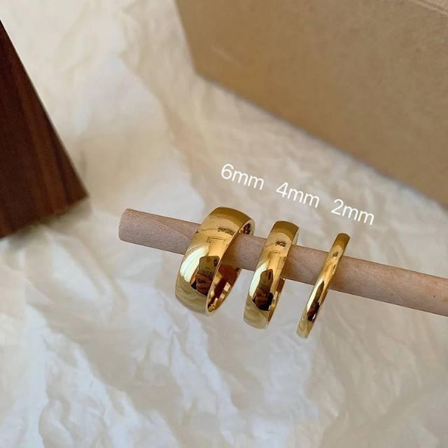 【4mm】simple stainless gold ring RR049 レディースのアクセサリー(リング(指輪))の商品写真