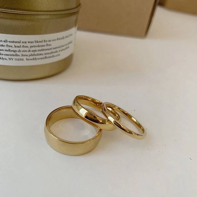 【4mm】simple stainless gold ring RR049 レディースのアクセサリー(リング(指輪))の商品写真