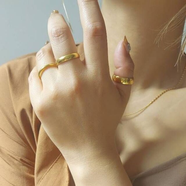 【4mm】simple stainless gold ring RR049 レディースのアクセサリー(リング(指輪))の商品写真