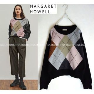 マーガレットハウエル(MARGARET HOWELL)の2021美品マーガレットハウエル☆スコットランド製ウールカシミヤアーガイルニット(ニット/セーター)