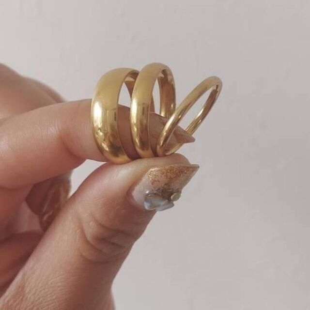 【6mm】simple stainless gold ring RR049 レディースのアクセサリー(リング(指輪))の商品写真