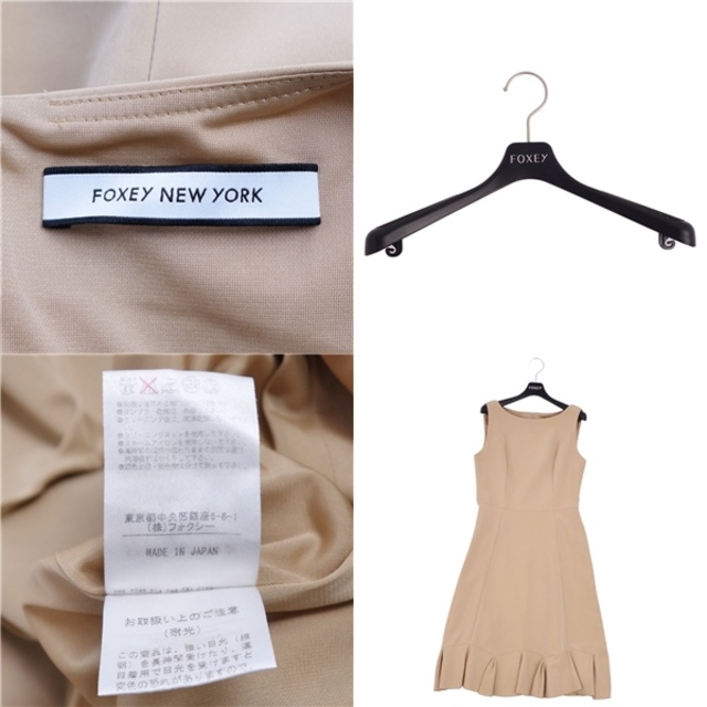 極美品 フォクシー ニューヨーク FOXEY NEW YORK ワンピース ドレス Dress ノースリーブ ジップアップ 無地 トップス レディース 40(M相当) ベージュ 5