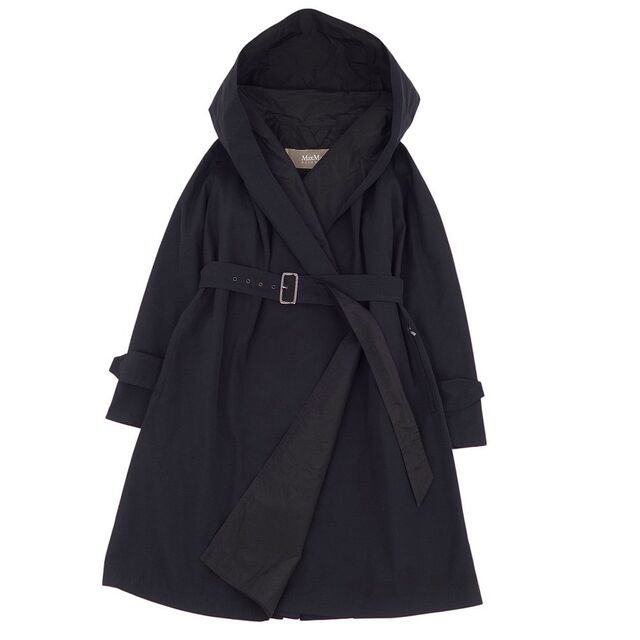 美品 マックスマーラ Max Mara RAINWEAR コート ベルト付き ロングコート ボタンレス ポリエステル 無地 アウター レディース  JI36 USA2 FB34 GB4(S相当) ブラック | フリマアプリ ラクマ