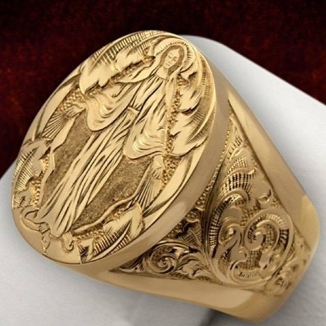 【SALE】リング メンズ アクセサリー ゴールド マリア 聖母 指輪 20号 レディースのアクセサリー(リング(指輪))の商品写真