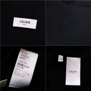 美品 セリーヌ CELINE シャツ 22SS カフタンチュニック  レーヨンジョーゼット 無地 トップス メンズ 44(S相当) ブラック